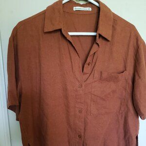 Short Sleeved Linen Abercrombie and Fitch Button Up